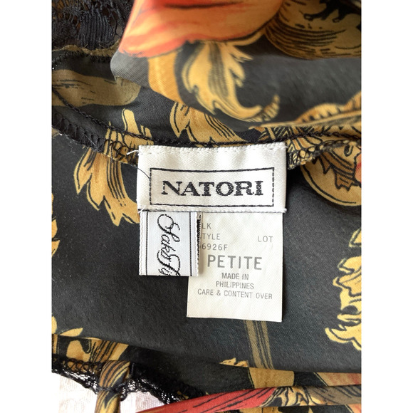 Vintage NATORI Size Petite Bodysuit Teddy Lingerie One Piece Black Gold Lace - Picture 2 of 4